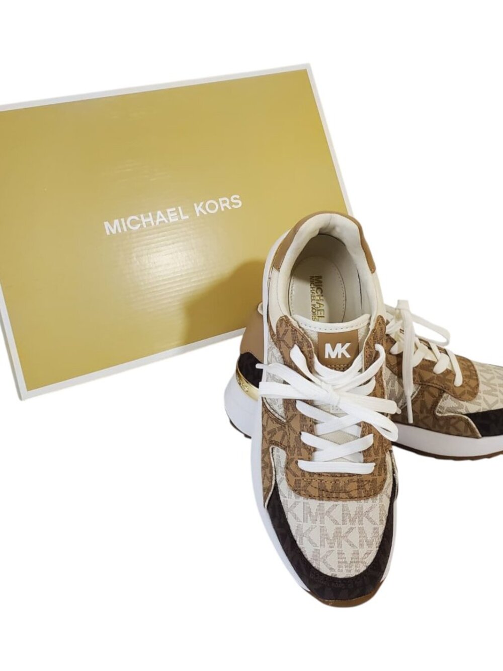 NEW MICHAEL KORS AUTHENTIC WOMEN'S CAMEL BROWN SHOES SNEAKERS SIZE 6 7 8 9 10 - Picture 2 of 12